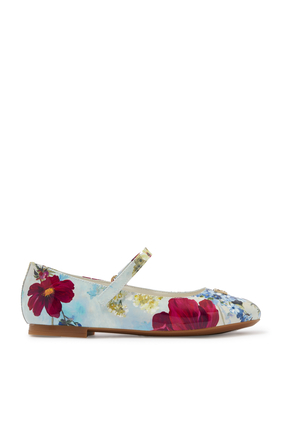Floral Mary Jane Ballerina Pumps